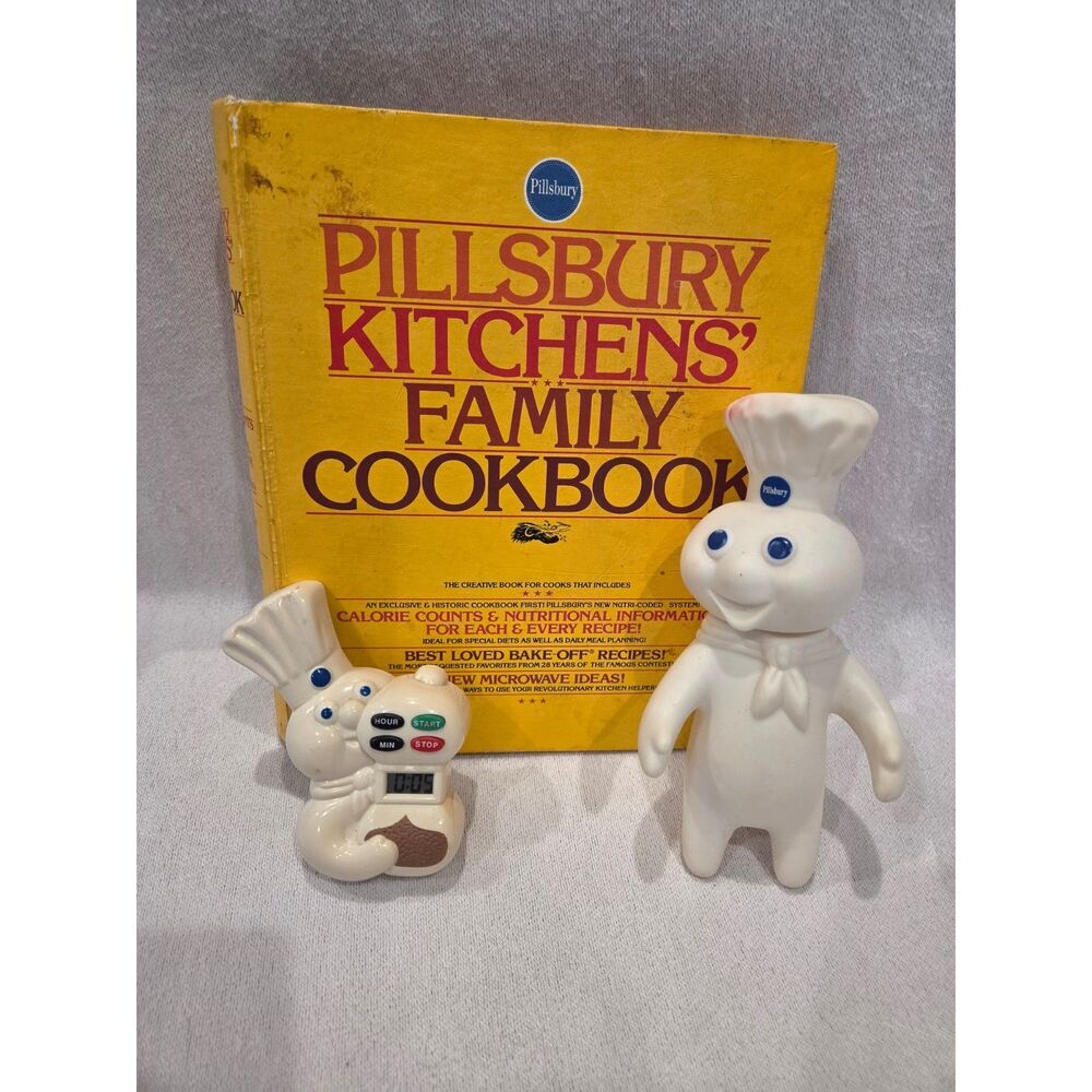 Vintage Pillsbury Doughboy Collectible Lot 1970s Cookbook Timer Vinyl Figure